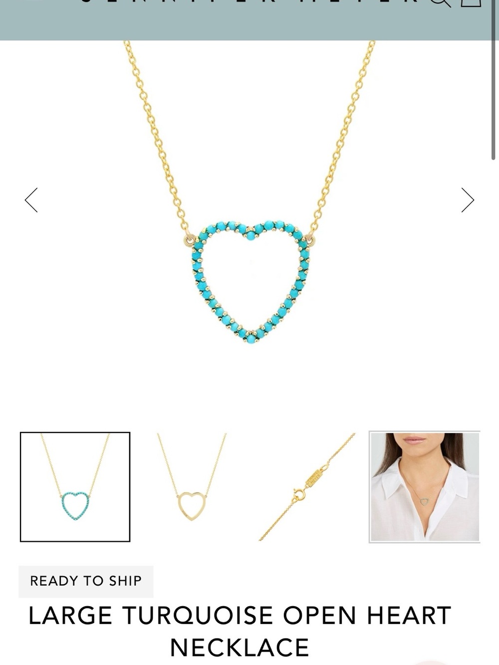 Jennifer Meyer Gold Necklace with Turquoise Heart Pendant